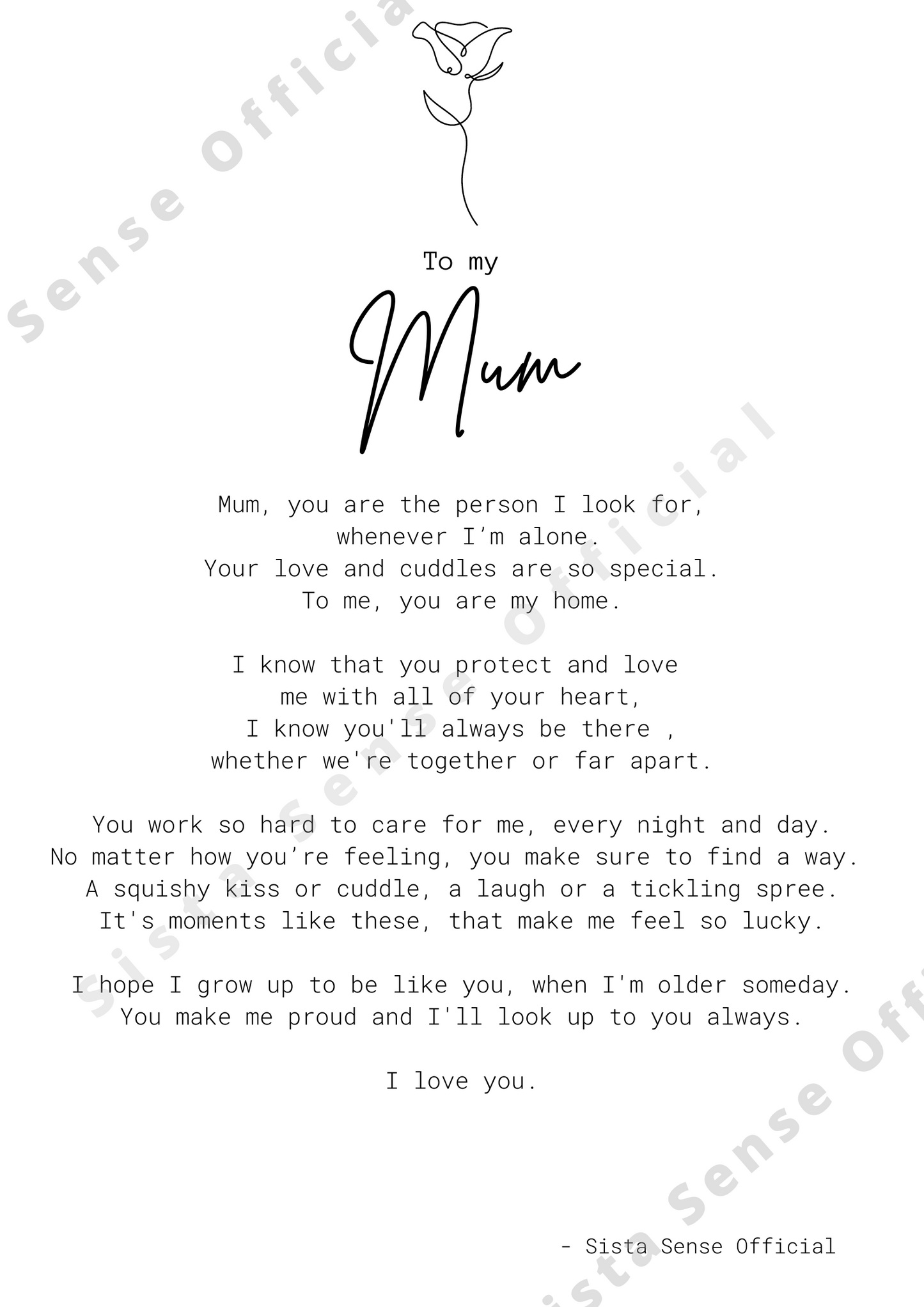 Mum Letter Print (from child)