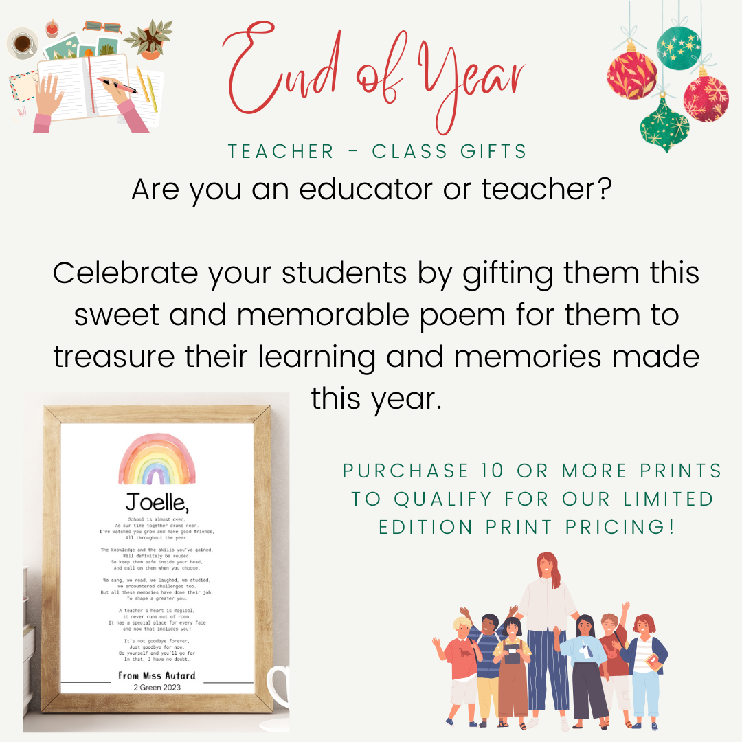 Teacher to Student End of Year Print