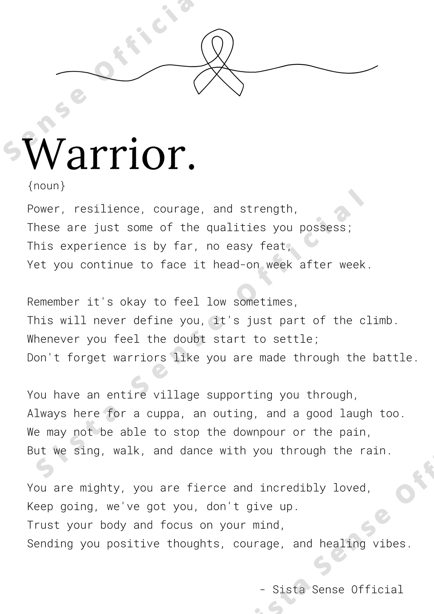 Cancer/ Warrior Letter Print