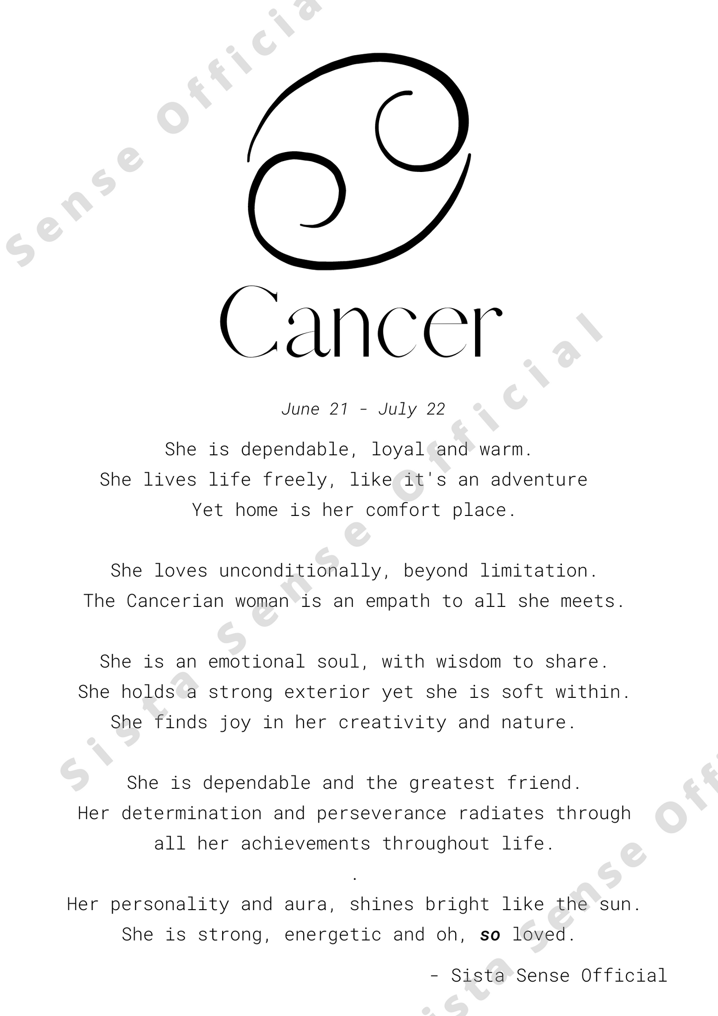 Cancer Letter Print