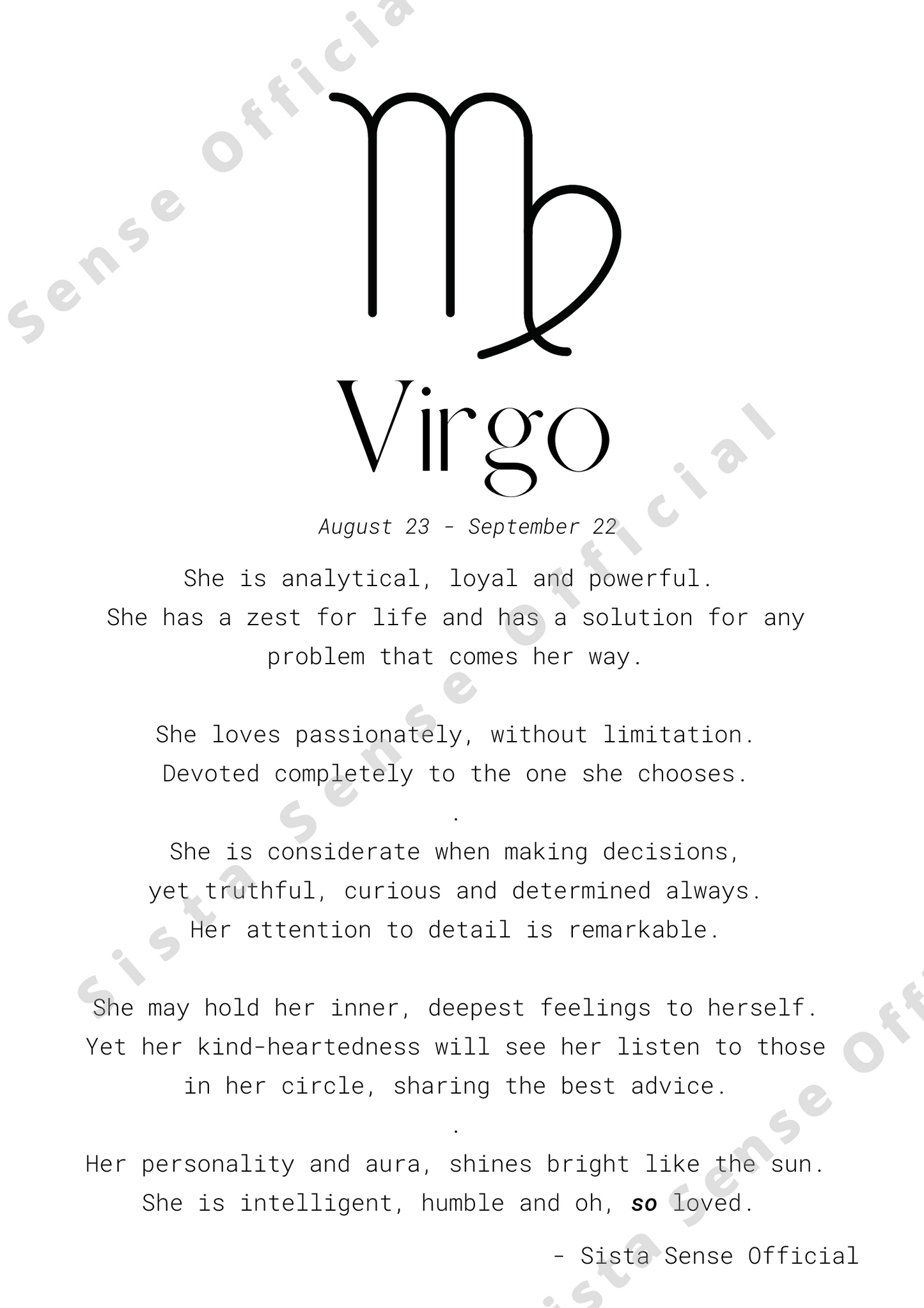 Virgo Letter Print