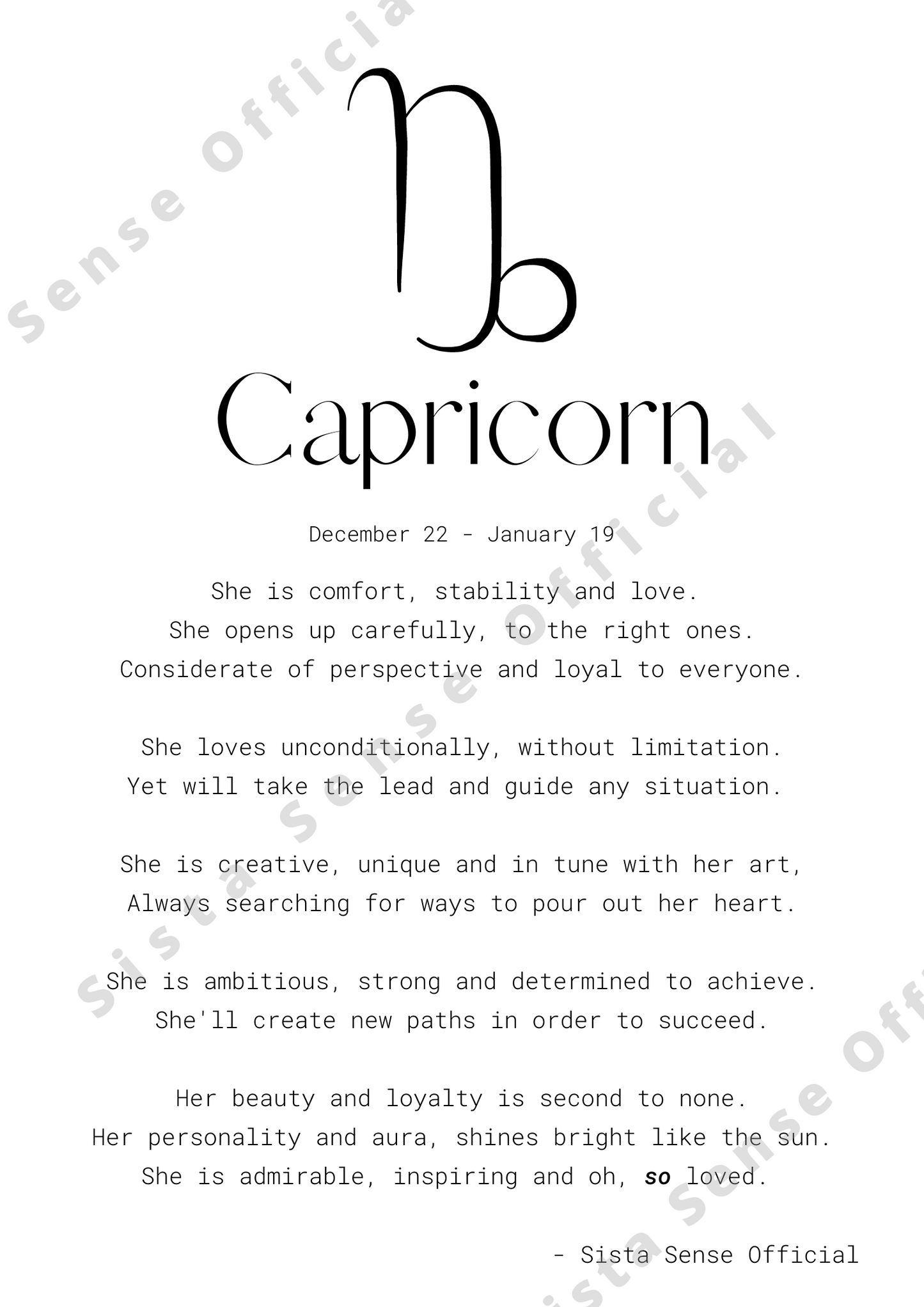 Capricorn Letter Print