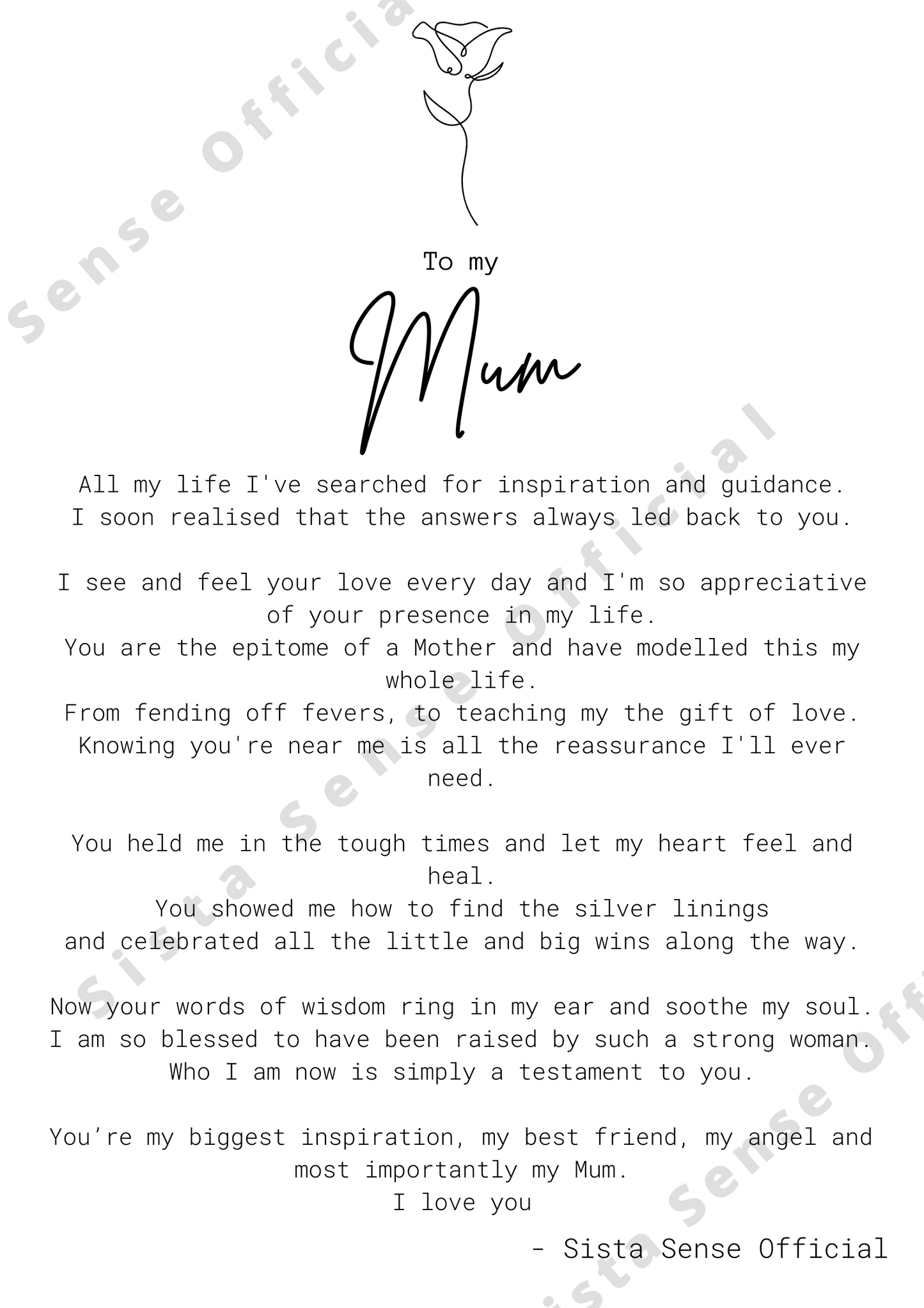 Mum Letter Print (from adult)