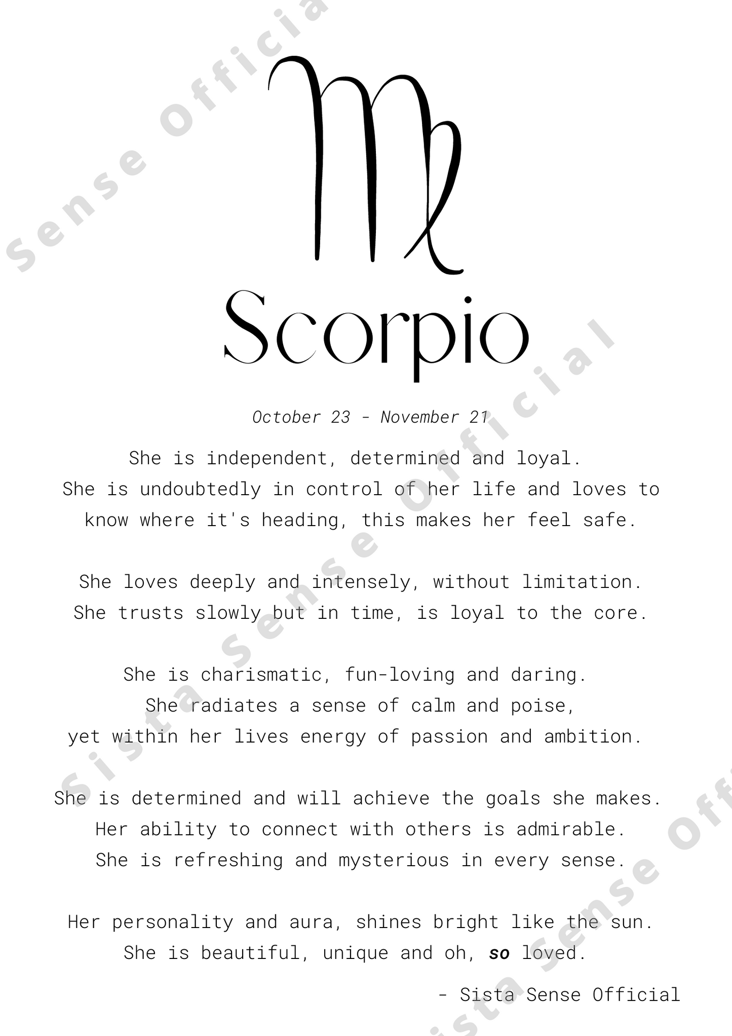 Scorpio Letter Print