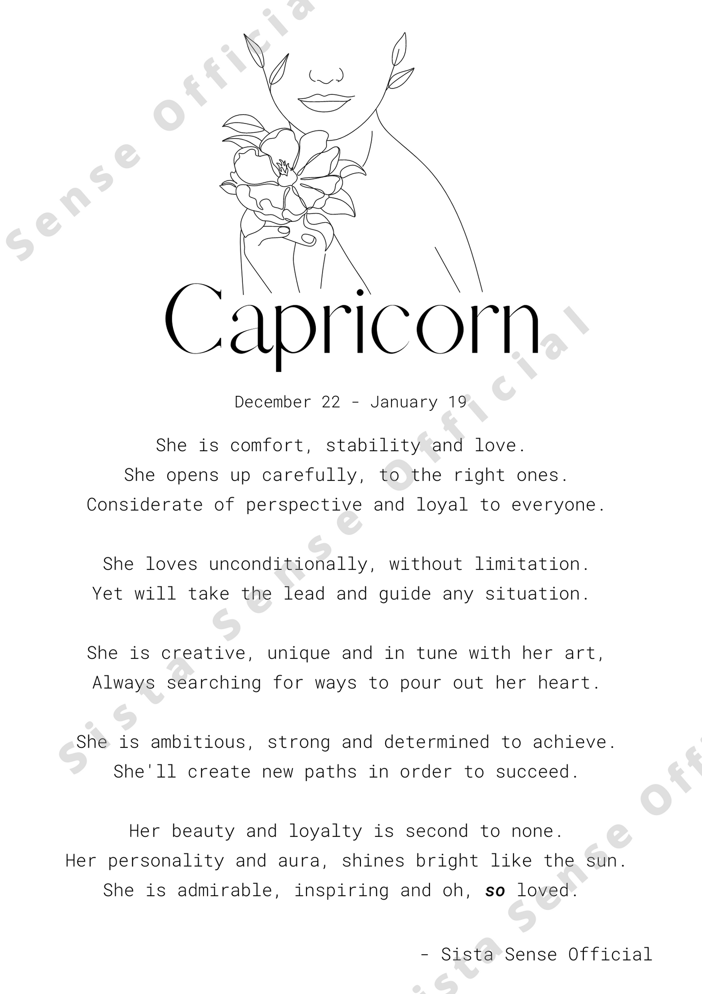 Capricorn Letter Print