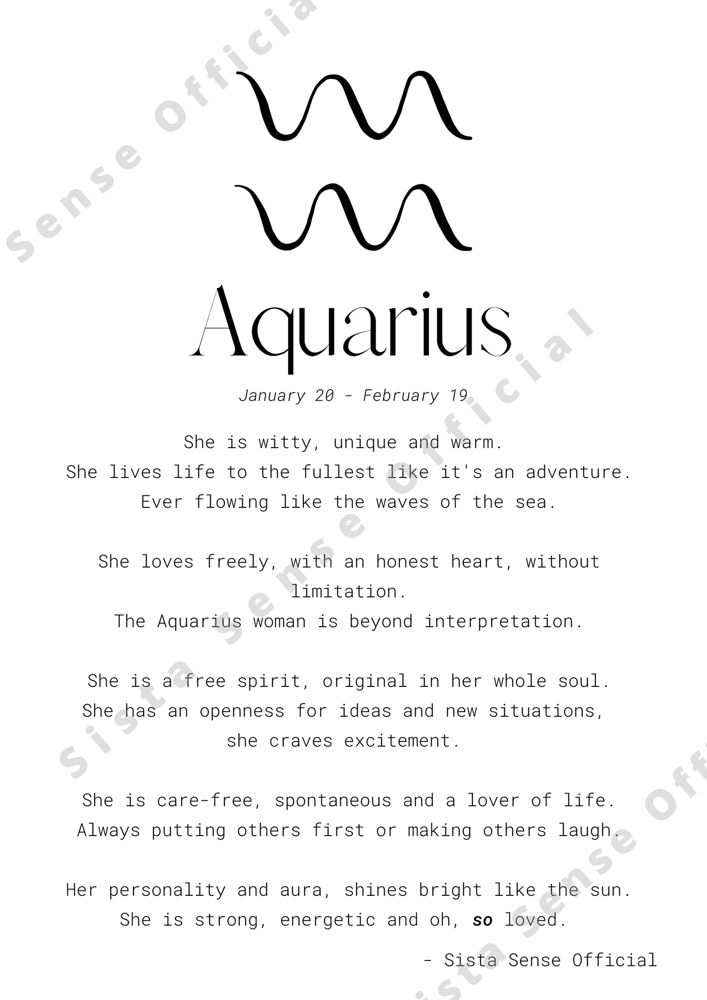 Aquarius Letter Print