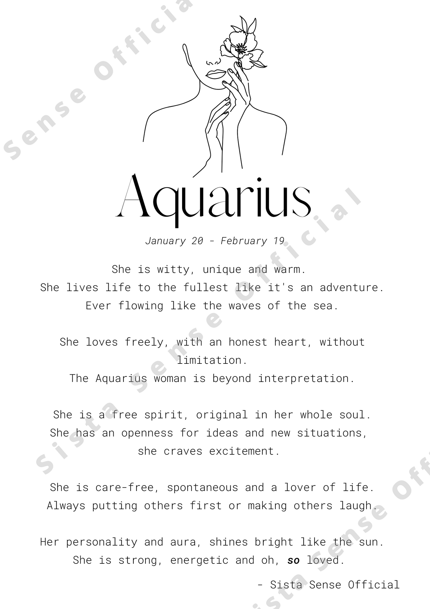 Aquarius Letter Print