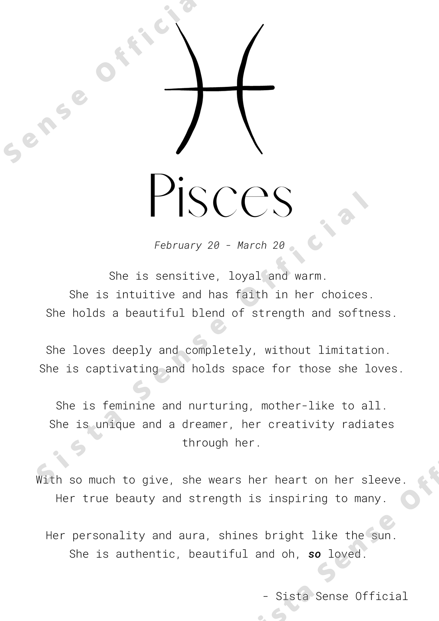 Pisces Letter Print