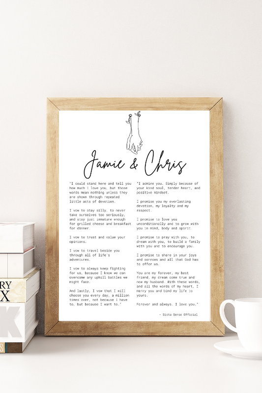 Custom "Our Vows" Letter Print