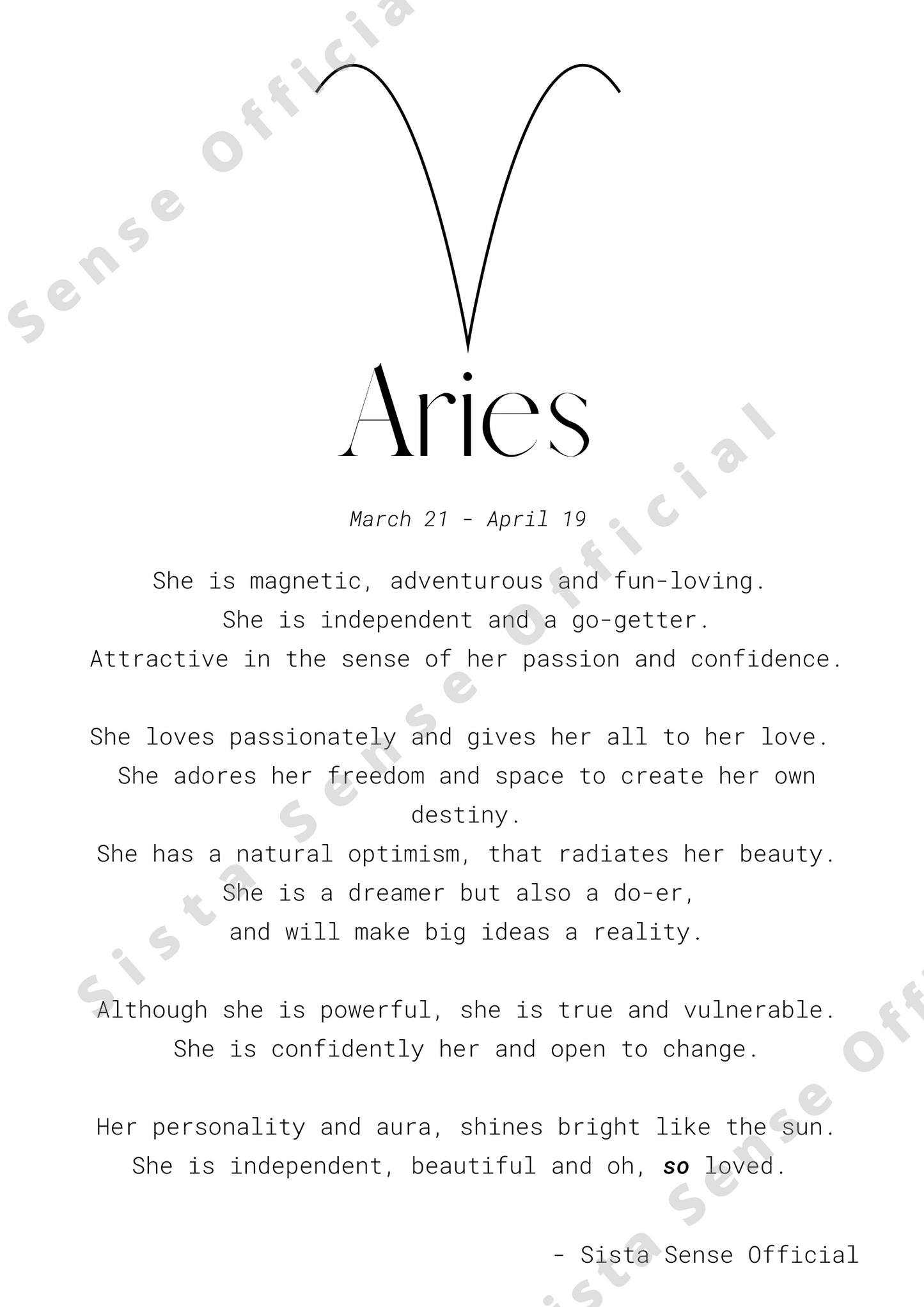 Aries Letter Print