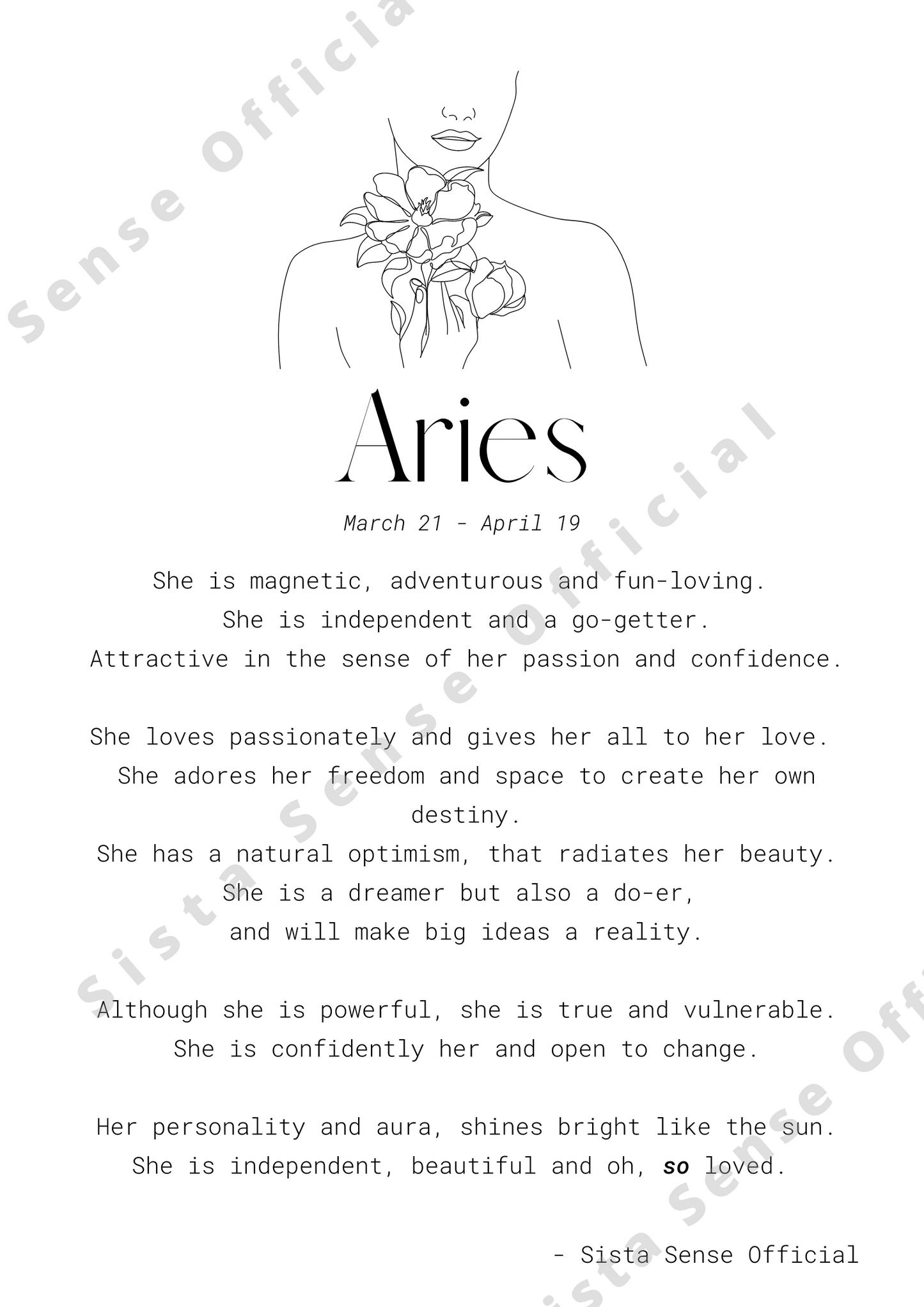 Aries Letter Print