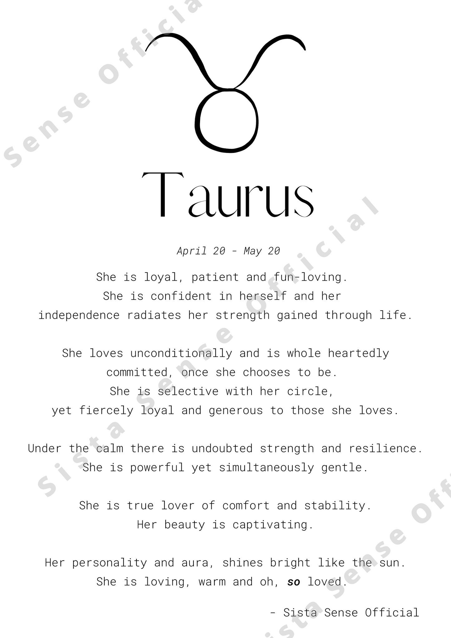 Taurus Letter Print