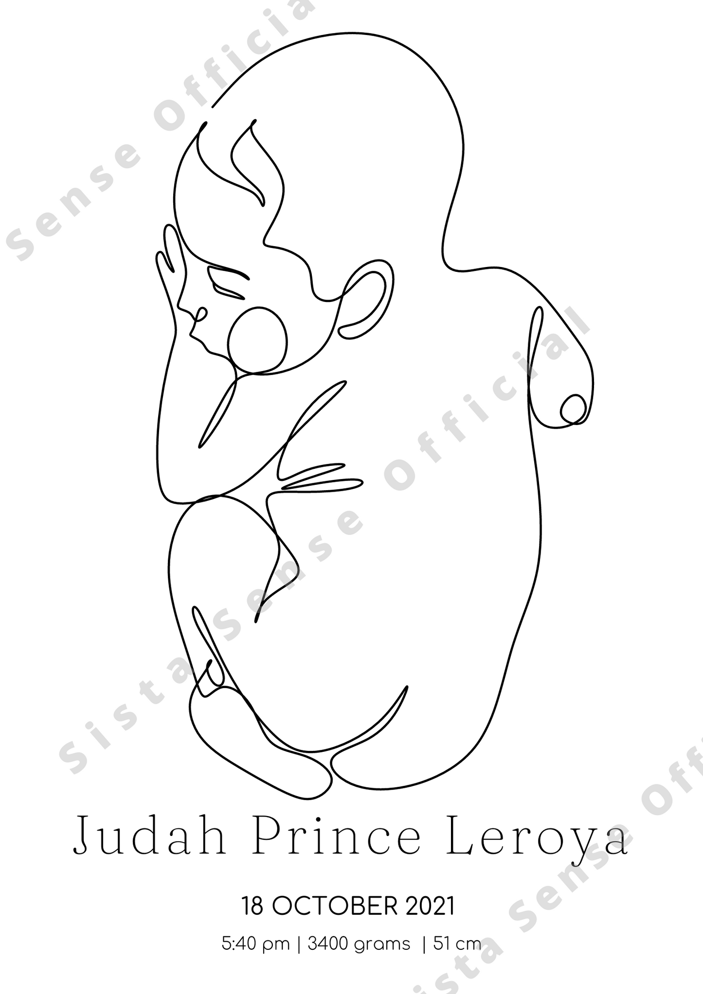 Custom Birth Poster Male Letter Print