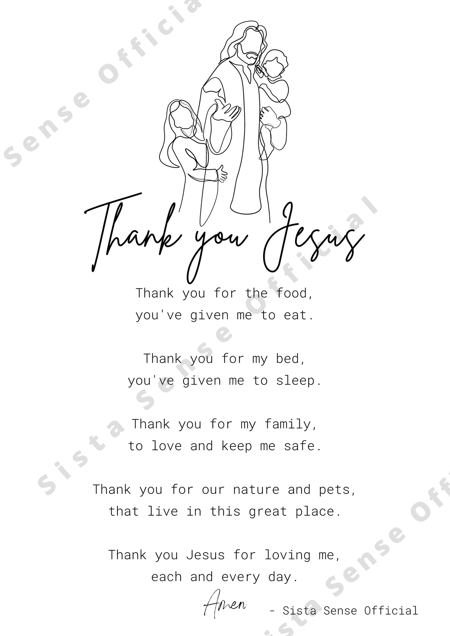 "Thank You Jesus" Letter Print