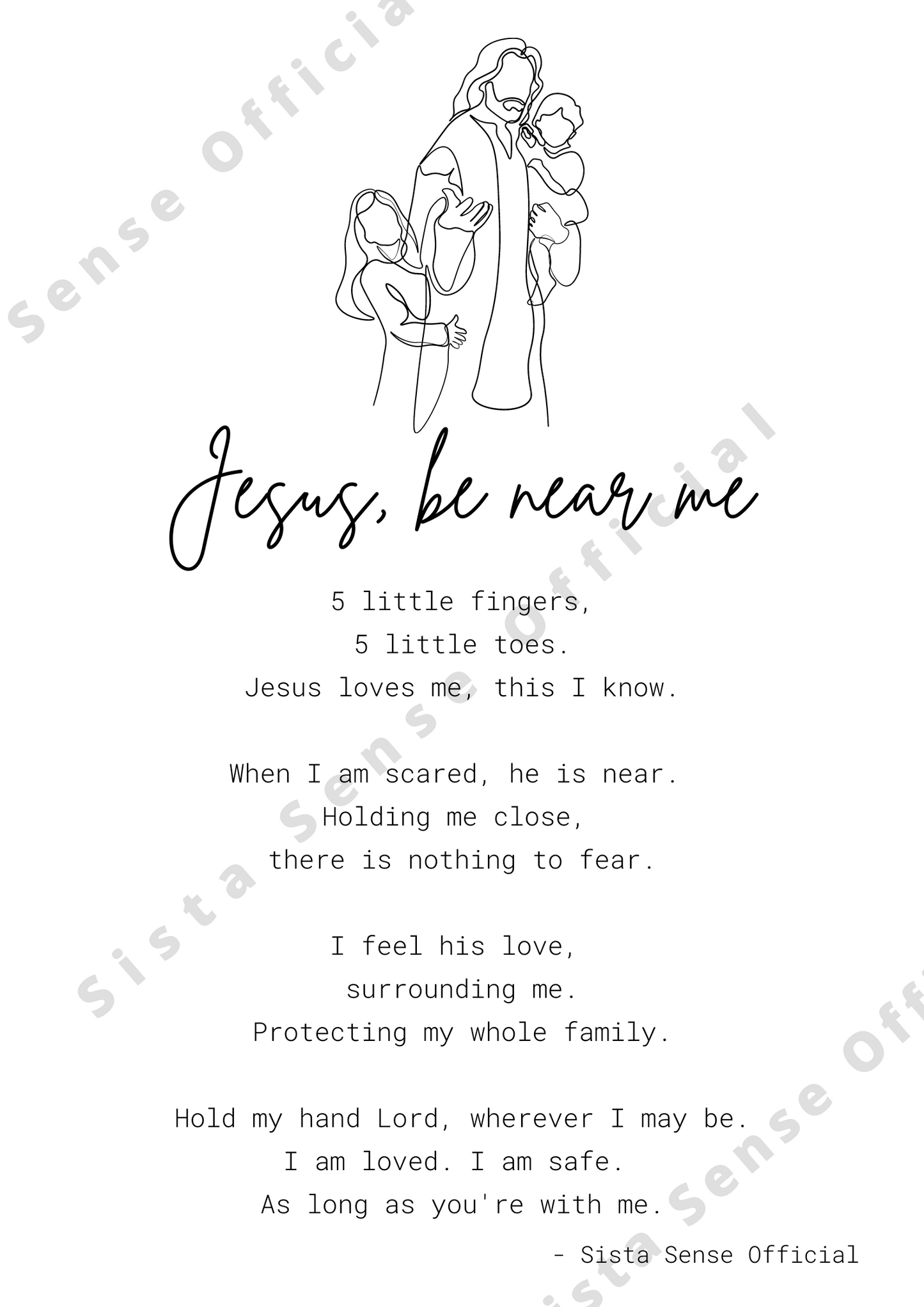 "Jesus Be Near Me" Letter Print