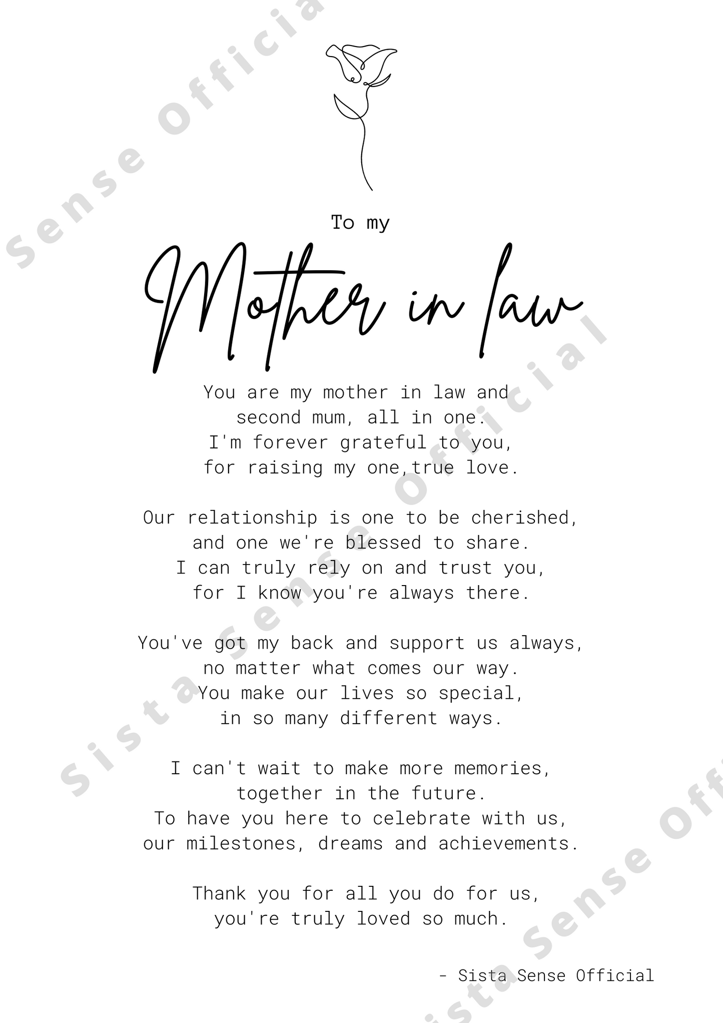 Mother in Law Letter Print