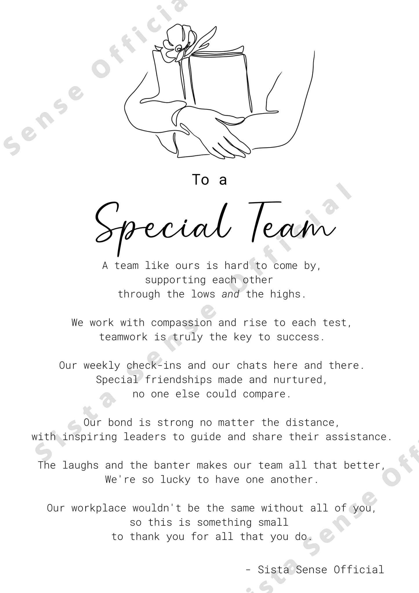 To a Special Team Letter Print