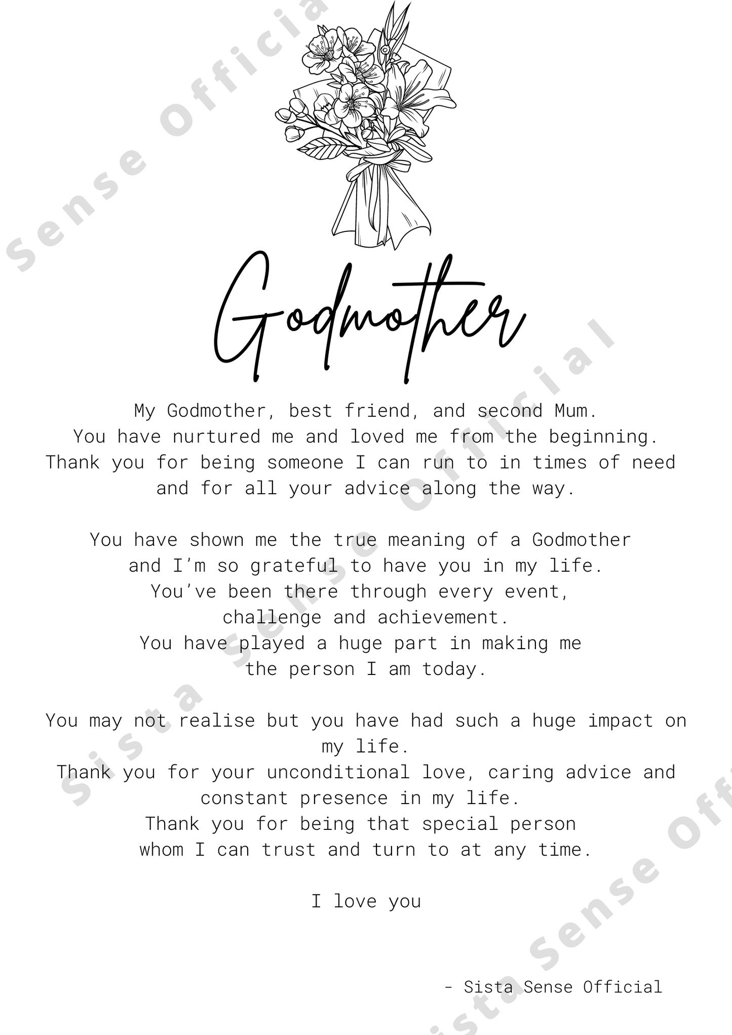 Godmother Letter Print