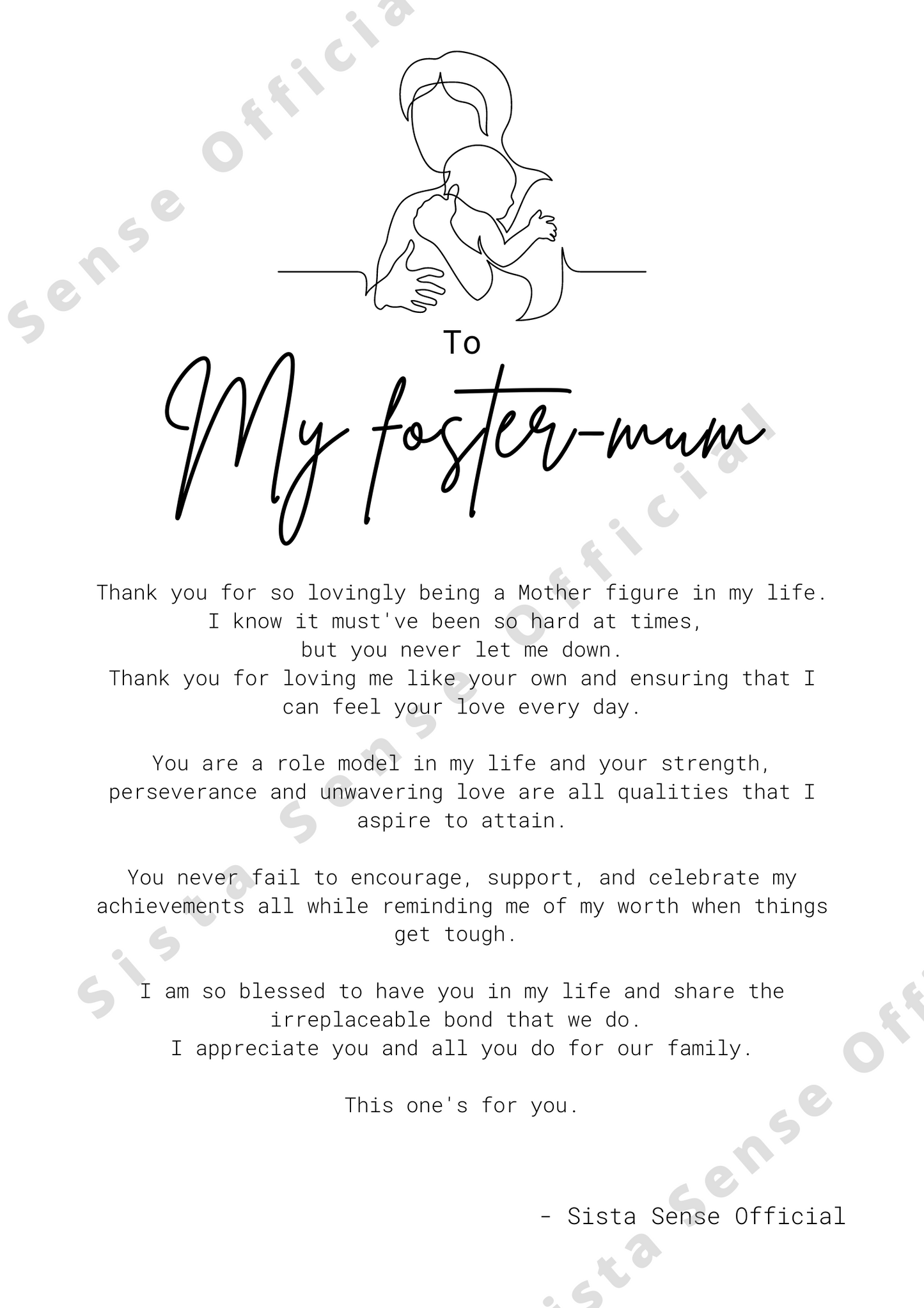 Foster Mum Letter Print