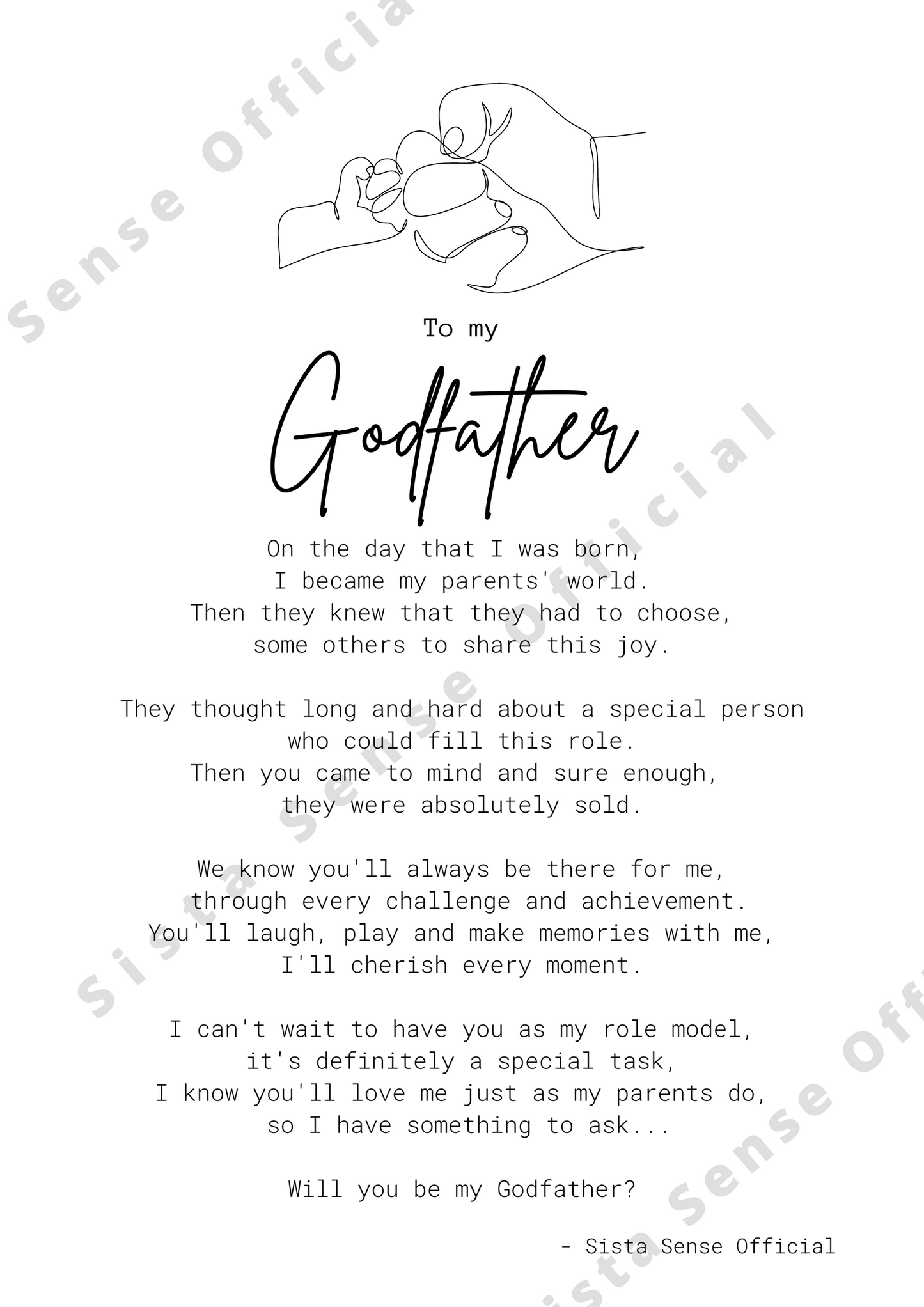 Godparent Proposal Letter Print