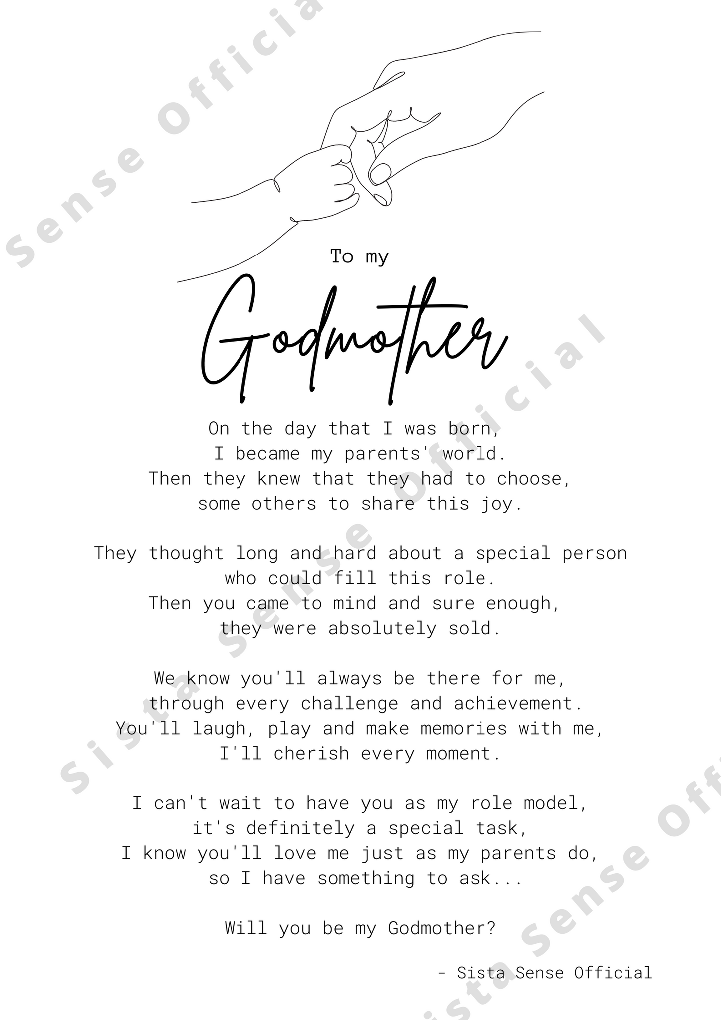 Godparent Proposal Letter Print