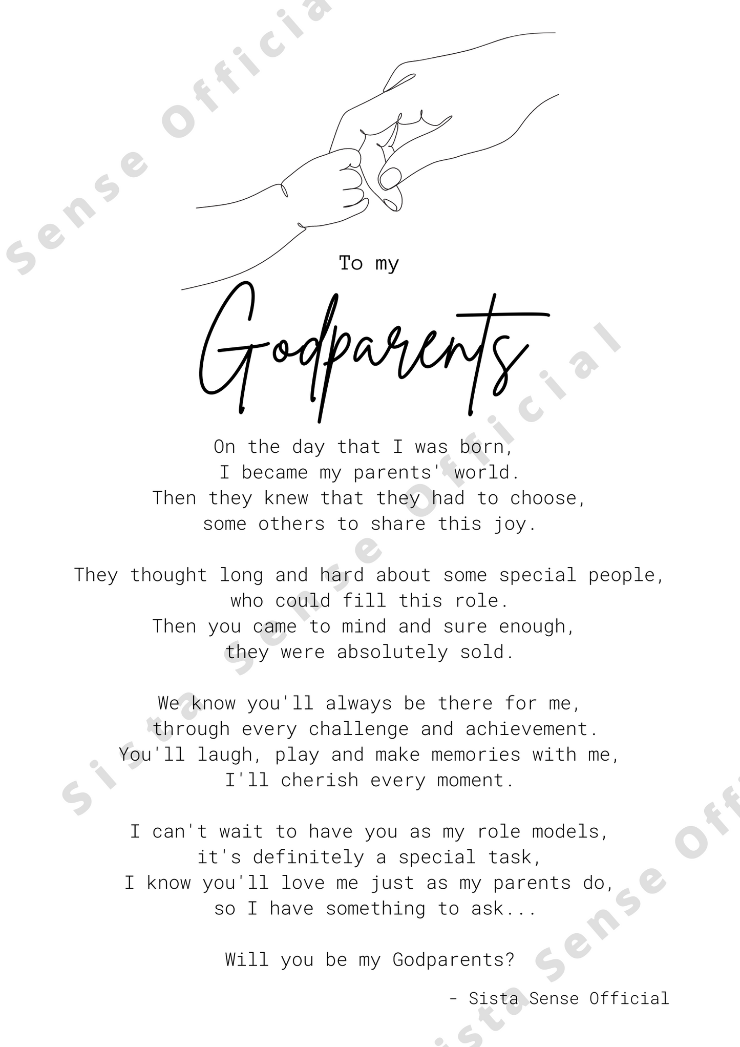 Godparent Proposal Letter Print