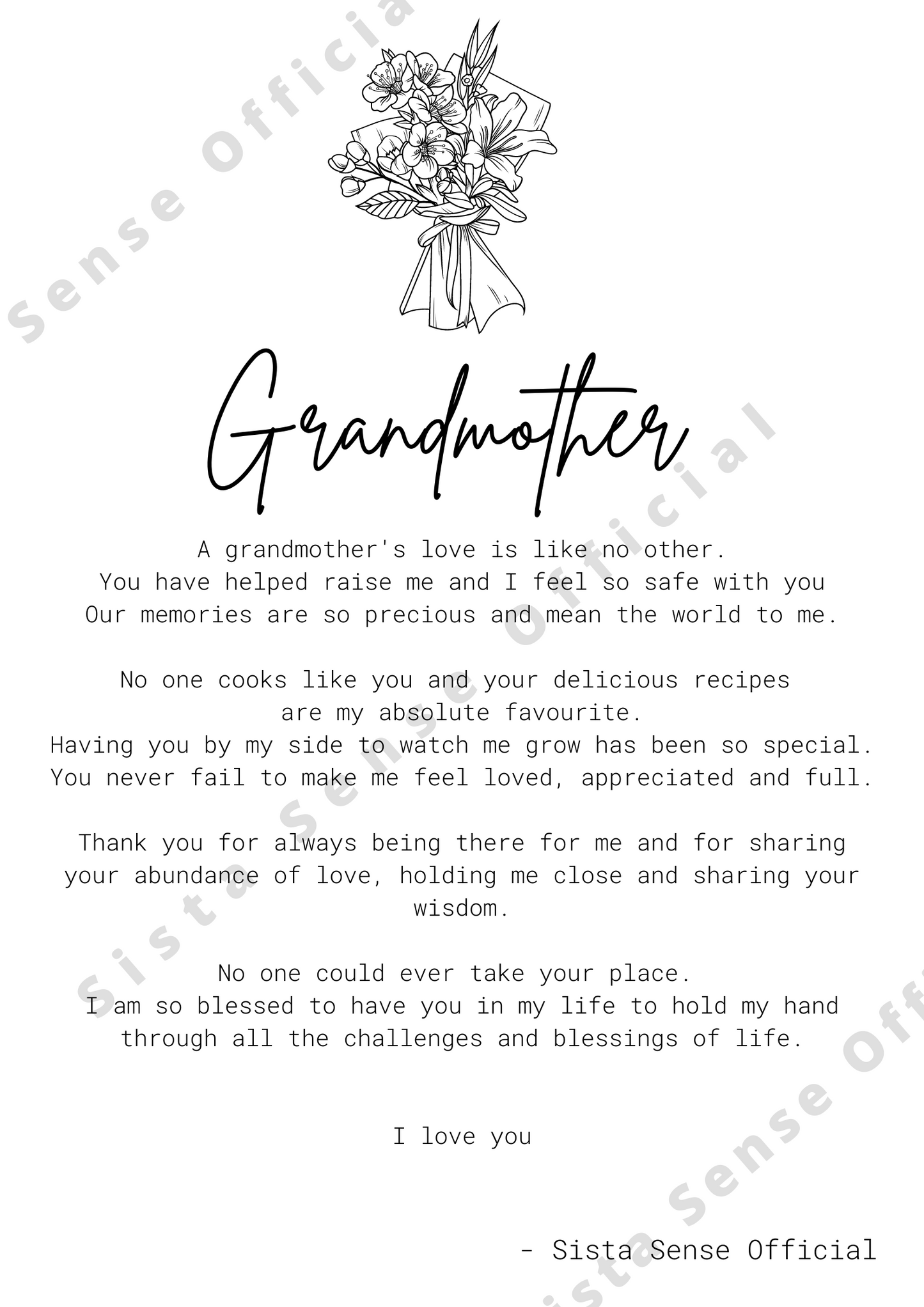 Grandmother Letter Print