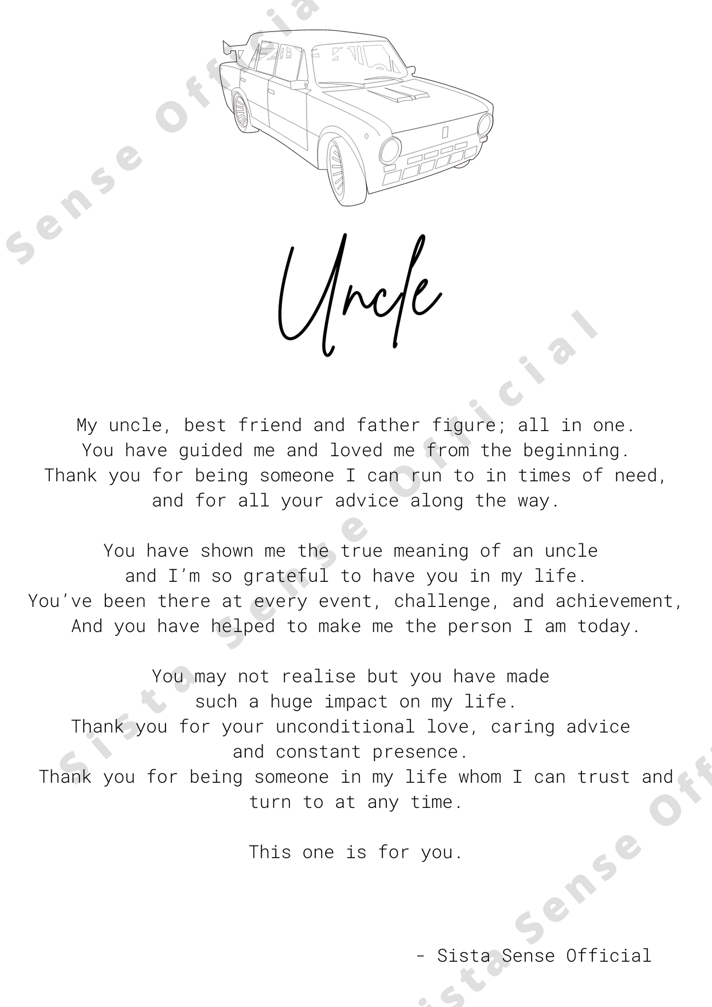 Uncle Letter Print