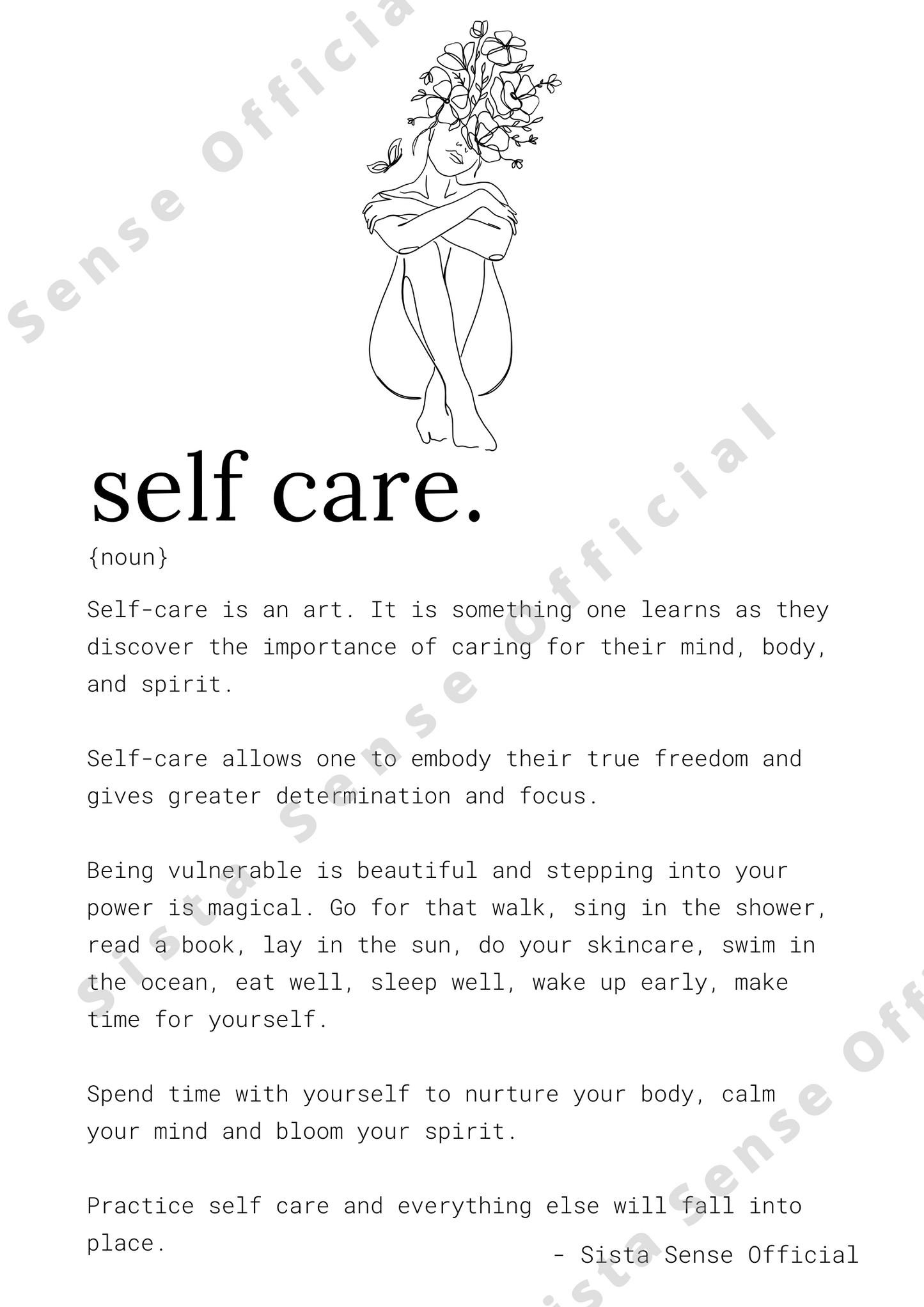 Self Care Letter Print