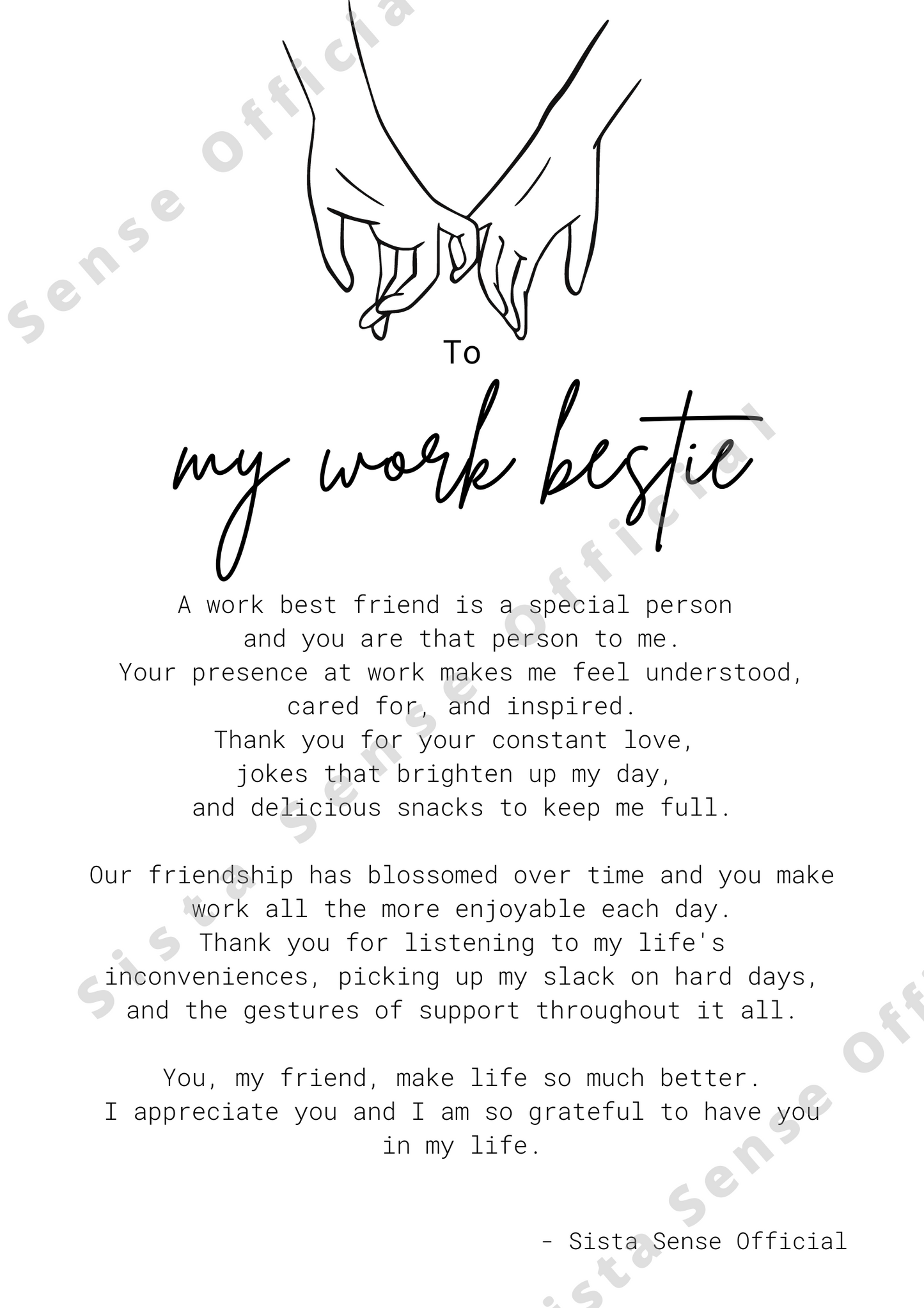 Work Bestie Letter Print